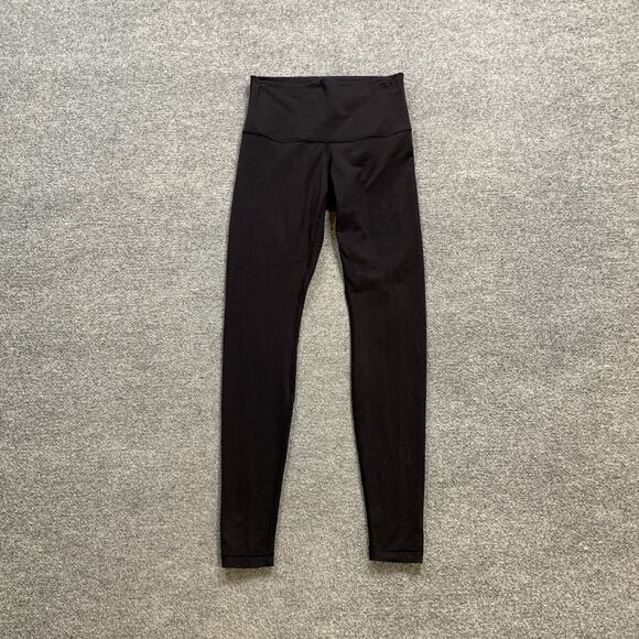 Lululemon Leggings Womens 6/8 Black Wunder Under Mid Rise Fold Over Athletic - Picture 2 of 11